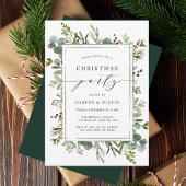 Elegant Botanical Kerstfeest Green Flat Kaart