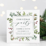 Elegant Botanical Kerstparty Square Green Kaart<br><div class="desc">Deze kerst | Vakantische vierkant voor feestdagen: waterverf eucalyptus,  groene bladeren,  rode bessen,  pijnboomtakken en een groen vierkant lijst met stijlvolle kalligrafie. Voor meer geavanceerde aanpassingen van dit ontwerp,  gelieve te klikken "aanpassen verder"verbinding. Overeenkomende objecten zijn ook beschikbaar.</div>