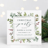 Elegant Botanical Kerstparty Square Green Kaart