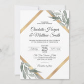 Elegant Botanical Leaf Branch Gold Foil Wedding Kaart (Voorkant)