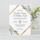 Elegant Botanical Leaf Branch Gold Foil Wedding Kaart (Staand voorkant)