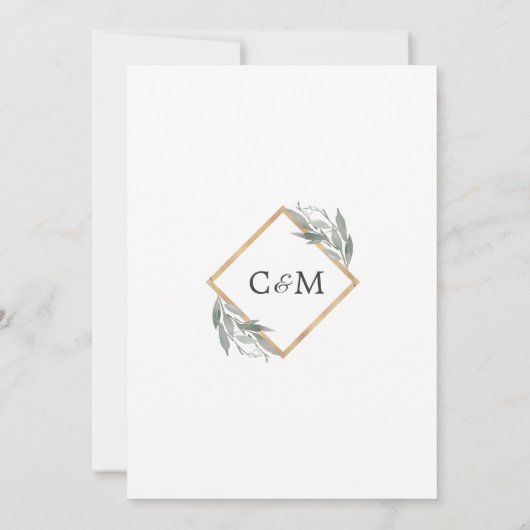 Elegant Botanical Leaf Branch Gold Foil Wedding Kaart (Achterkant)