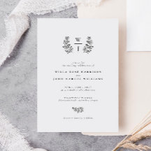 Elegant Botanical Leaf Monogram Initiaal Weddensch