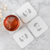 Elegant Botanical Leaf Monogram Initiaal Weddensch Kartonnen Onderzetters