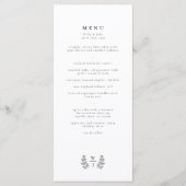 Elegant Botanical Leaf Monogram Initiaal Weddensch Menu (Voorkant)