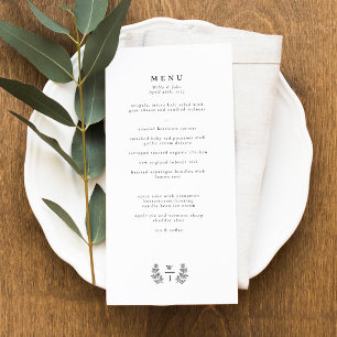 Elegant Botanical Leaf Monogram Initiaal Weddensch Menu