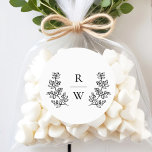 Elegant Botanical Leaf Monogram Initiaal Weddensch Ronde Sticker<br><div class="desc">Elegant Botanical Leaf Monogram Initiaal Wedding Favor Stickers - perfect voor bruiloften,  verlovingen,  repetitieve diners,  stelletjes.</div>