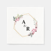Elegant Botanical Leaf Monogram Initiaal Weddensch Servet (Voorkant)