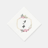 Elegant Botanical Leaf Monogram Initiaal Weddensch Servet (Hoek)