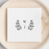 Elegant Botanical Leaf Monogram Initiaal Weddensch Servet