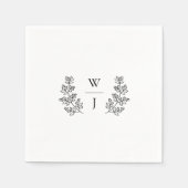 Elegant Botanical Leaf Monogram Initiaal Weddensch Servet (Voorkant)