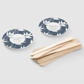 Elegant Botanical Leaf Navy White Pattern Weddensc Handwaaier (Niet-gemonteerd)