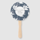 Elegant Botanical Leaf Navy White Pattern Weddensc Handwaaier (Voorkant)