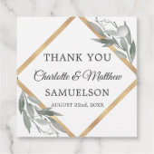 Elegant Botanical Leaves Gold Weddenschap DANK JE Bedankjes Labels (Achterkant)
