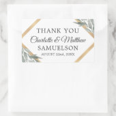 Elegant Botanical Leaves Gold Weddenschap DANK JE Rechthoekige Sticker (Tas)