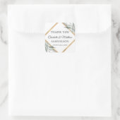 Elegant Botanical Leaves Gold Weddenschap DANK JE Vierkante Sticker (Tas)