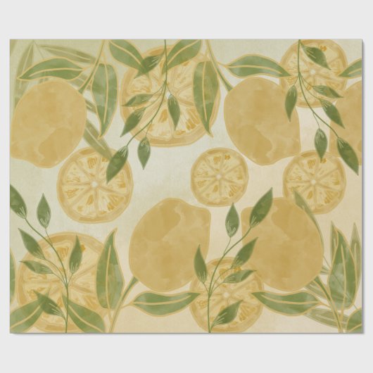 Elegant Botanical Lemon Greenery Cadeaupapier (Vlak)