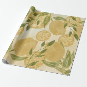 Elegant Botanical Lemon Greenery Cadeaupapier