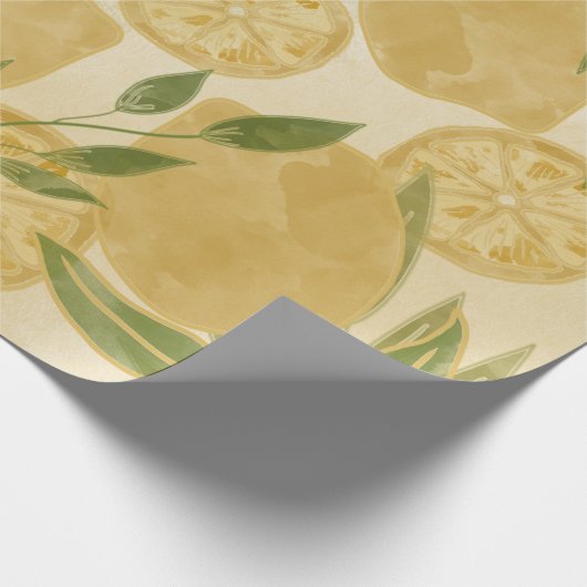 Elegant Botanical Lemon Greenery Cadeaupapier (Hoek)