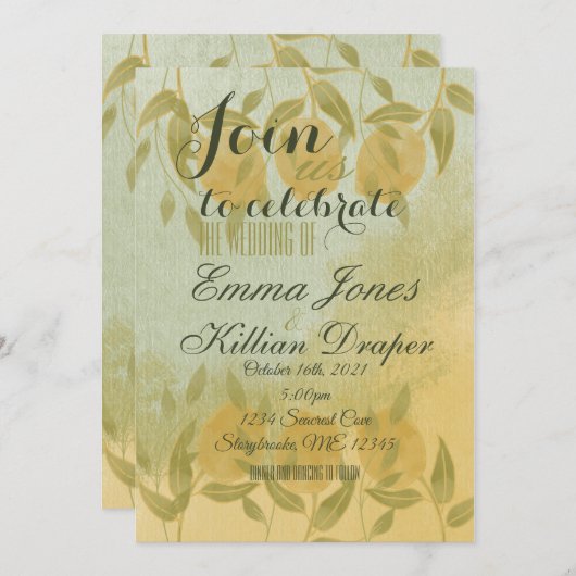 Elegant Botanical Lemon Greenery Kaart (Voorkant / Achterkant)