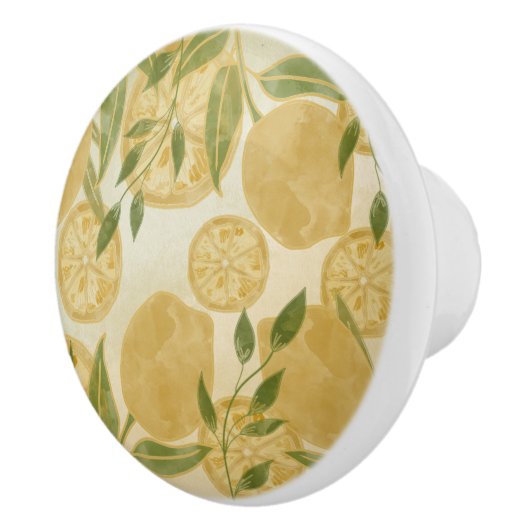 Elegant Botanical Lemon Greenery Keramische Knop (Rechts)