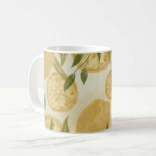 Elegant Botanical Lemon Greenery Koffiemok (Voorkant links)