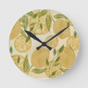 Elegant Botanical Lemon Greenery Ronde Klok