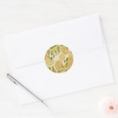 Elegant Botanical Lemon Greenery Ronde Sticker (Envelop)