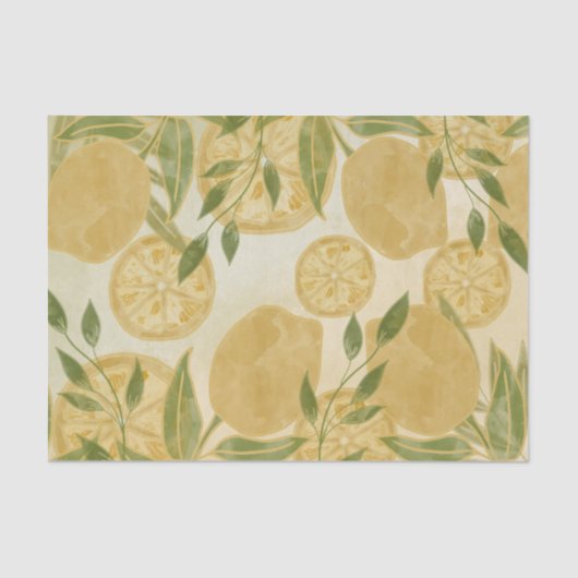 Elegant Botanical Lemon Greenery Tissuepapier (Voorkant)