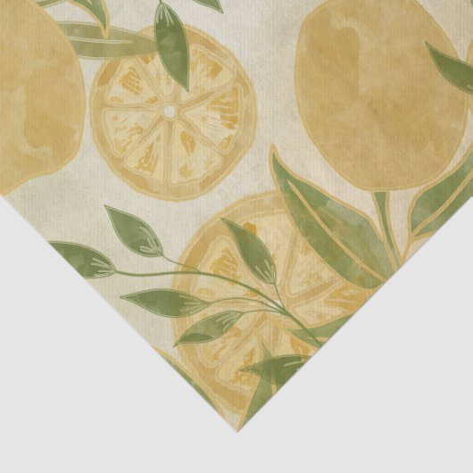 Elegant Botanical Lemon Greenery Tissuepapier (Detail)