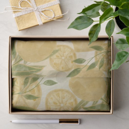 Elegant Botanical Lemon Greenery Tissuepapier (Geschenk)