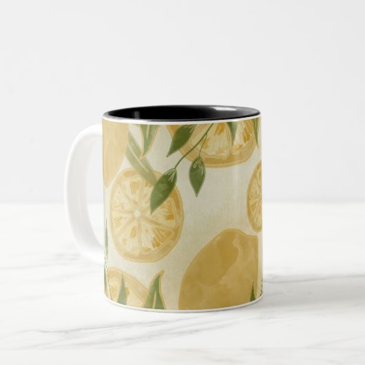Elegant Botanical Lemon Greenery Tweekleurige Koffiemok (Voorkant links)