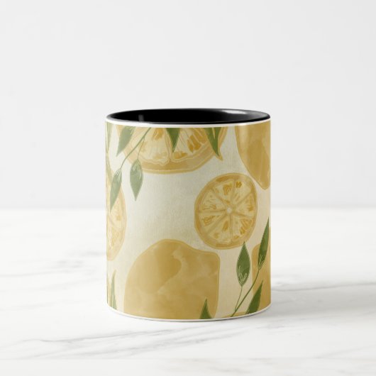 Elegant Botanical Lemon Greenery Tweekleurige Koffiemok (Center)