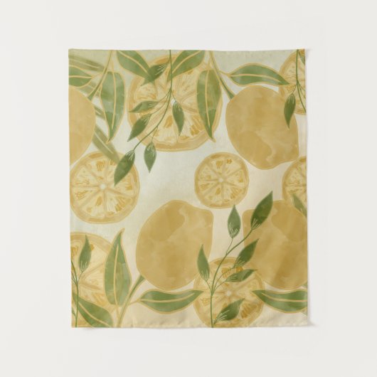Elegant Botanical Lemon Greenery Wandkleed (Voorkant)