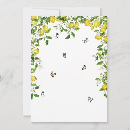 Elegant Botanical Lemon Wedding Kaart (Achterkant)
