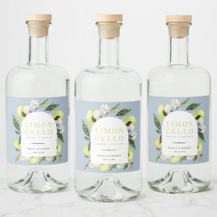 Elegant Botanical Lemons Lijst Limoncello Likeurfles Etiket