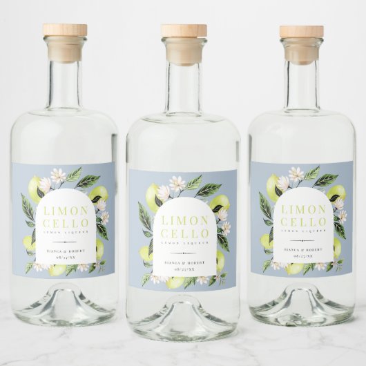 Elegant Botanical Lemons Lijst Limoncello Likeurfles Etiket (Flessen)