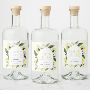 Elegant Botanical Lemons Lijst Limoncello Likeurfles Etiket
