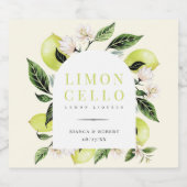 Elegant Botanical Lemons Lijst Limoncello Likeurfles Etiket (Enkel label)