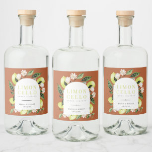 Elegant Botanical Lemons Lijst Limoncello Likeurfles Etiket