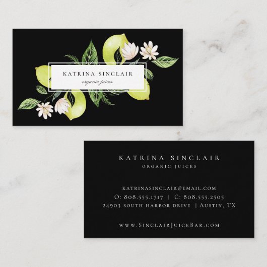 Elegant Botanical Lemons Visitekaartje (Voorkant / Achterkant)