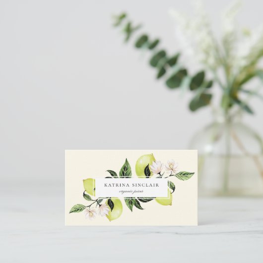Elegant Botanical Lemons Visitekaartje (Staand voorkant)