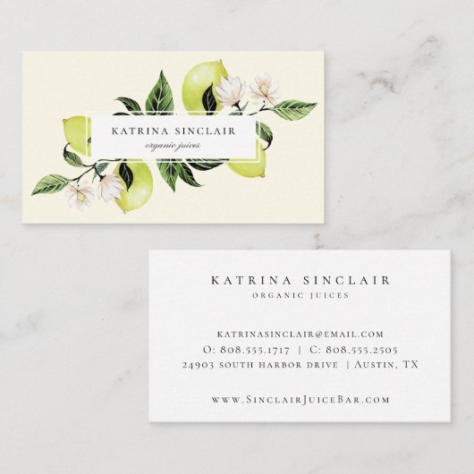 Elegant Botanical Lemons Visitekaartje (Voorkant / Achterkant)