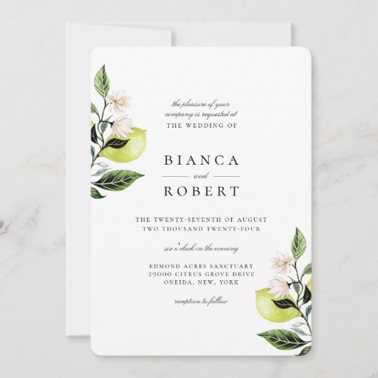 Elegant Botanical Lemons Weddenschap Kaart (Voorkant)