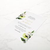 Elegant Botanical Lemons Wedding Folie Uitnodiging (Gedraaid)