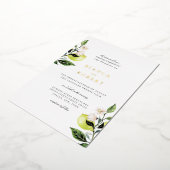 Elegant Botanical Lemons Wedding Folie Uitnodiging (Gedraaid)