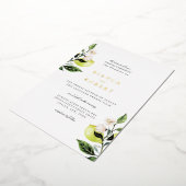 Elegant Botanical Lemons Wedding Folie Uitnodiging (Gedraaid)