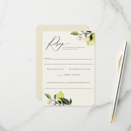 Elegant Botanical Lemons Wedding Food Allergy Rsvp Kaartje