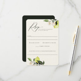 Elegant Botanical Lemons Wedding Food Allergy Rsvp Kaartje