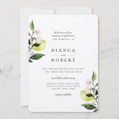 Elegant Botanical Lemons Wedding Kaart (Voorkant)